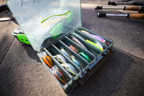 Hard Aluminium Black ToolBox Fishing Tackle Bait Box Fold out Trays Case  Storage